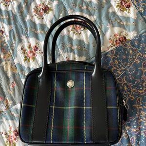 Tommy Hilfiger Tartan Plaid Handbag with Black Accents